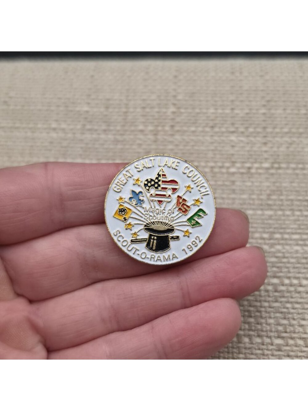Vintage 1992 Boy Scouts Pin Great Salt Lake Council Scout-O-Rama Lapel Badge A91